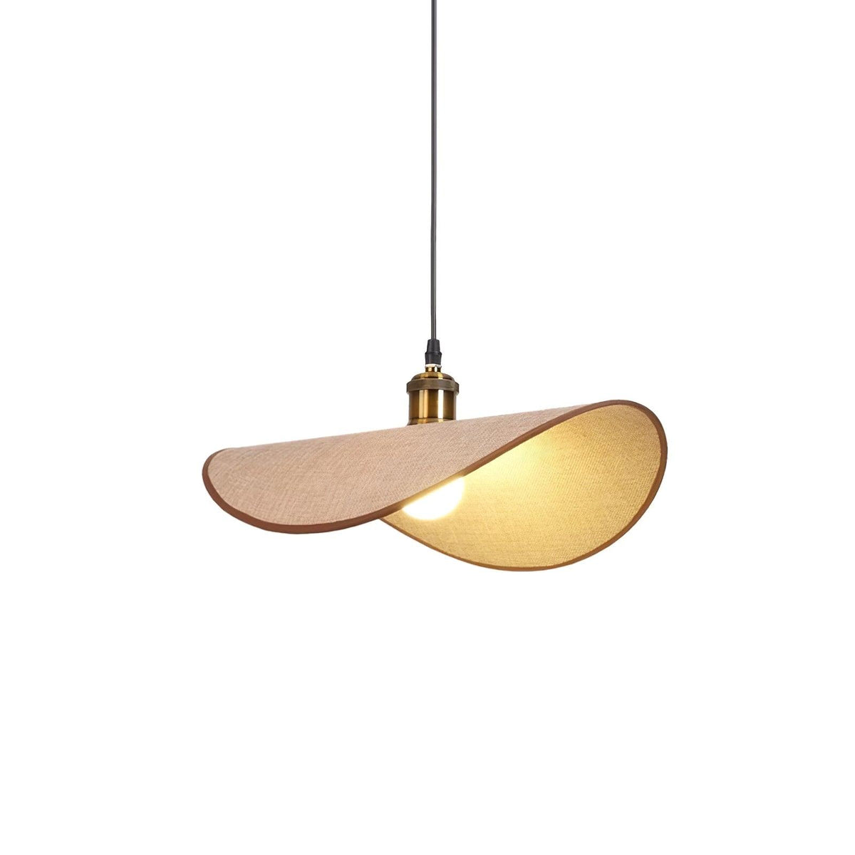 Natural Linen Ceiling Light with Wooden Accent – Contemporary Drum Pendant for Dining Room & Kitchen Island | Thomler