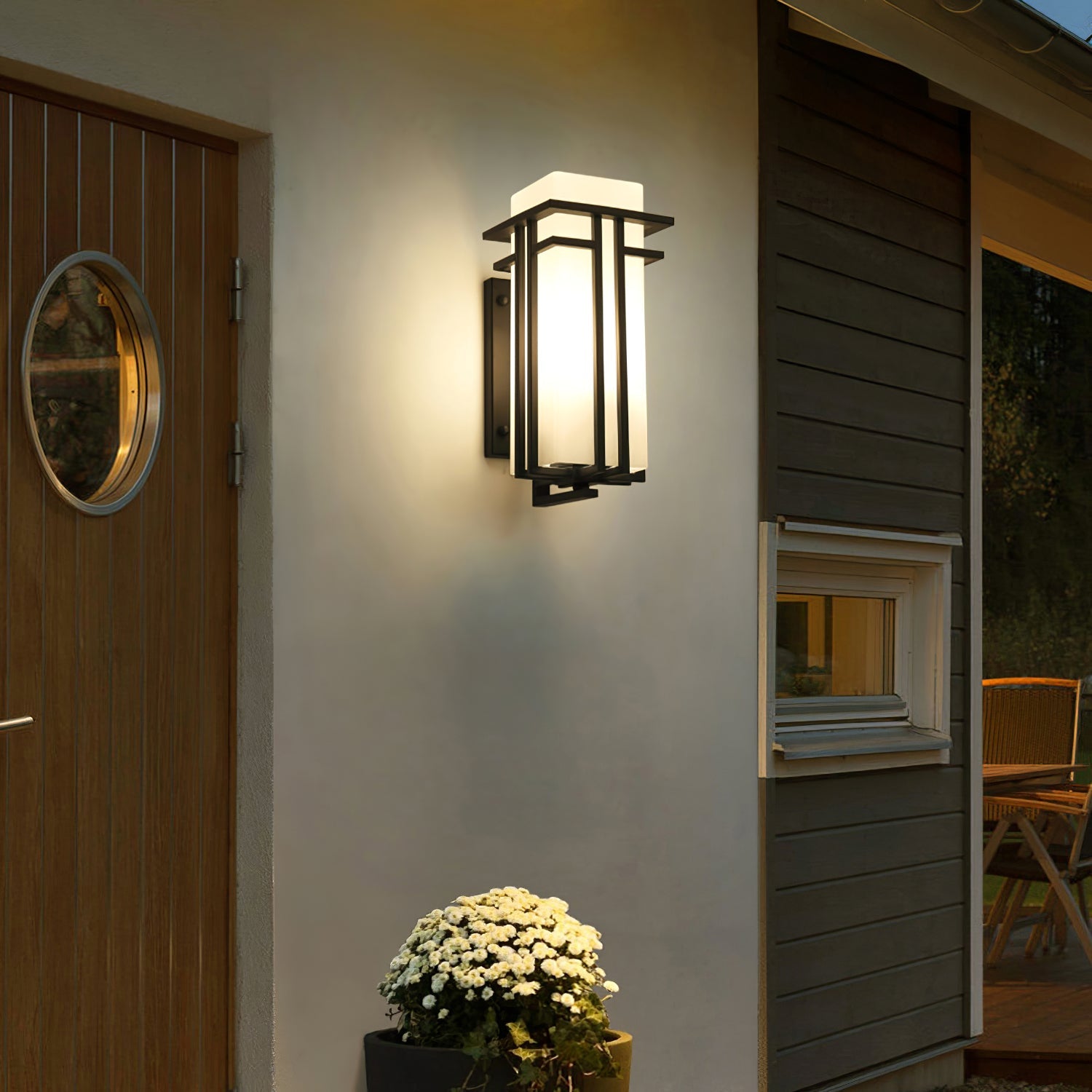 Wall Light Iron Glass 60W Matte Black Outdoor Patio Porch Industrial Waterproof Fixture | Thomler