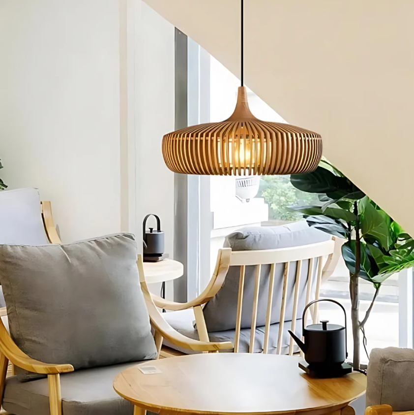 Pendant Light Wooden 43.0 cm Ceiling Lamp Living Room Dining Room Scandinavian Minimalist Lighting | Thomler
