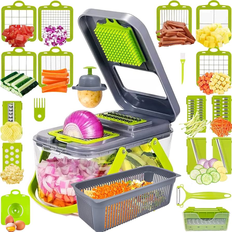 All-in-One Produce Prep Station with Safety Guard & Catch Bin for Fresh Salads, Stir-Fries & Meal Prep | Thomler