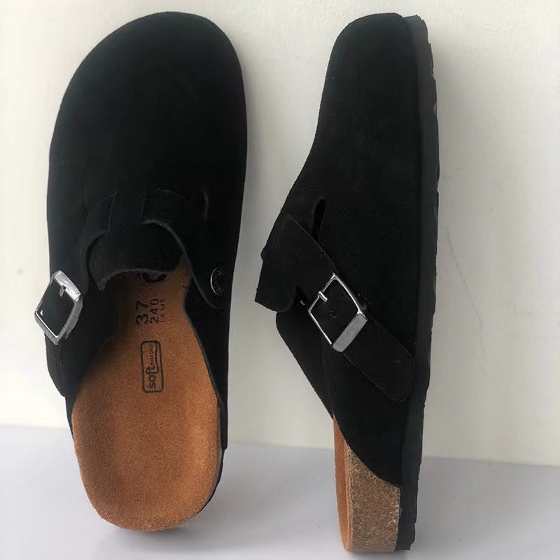 Unisex Leather Sandals with Adjustable Buckle Strap – Cushioned Footbed Slides for Indoor Outdoor Everyday Wear Men Women | Thomler