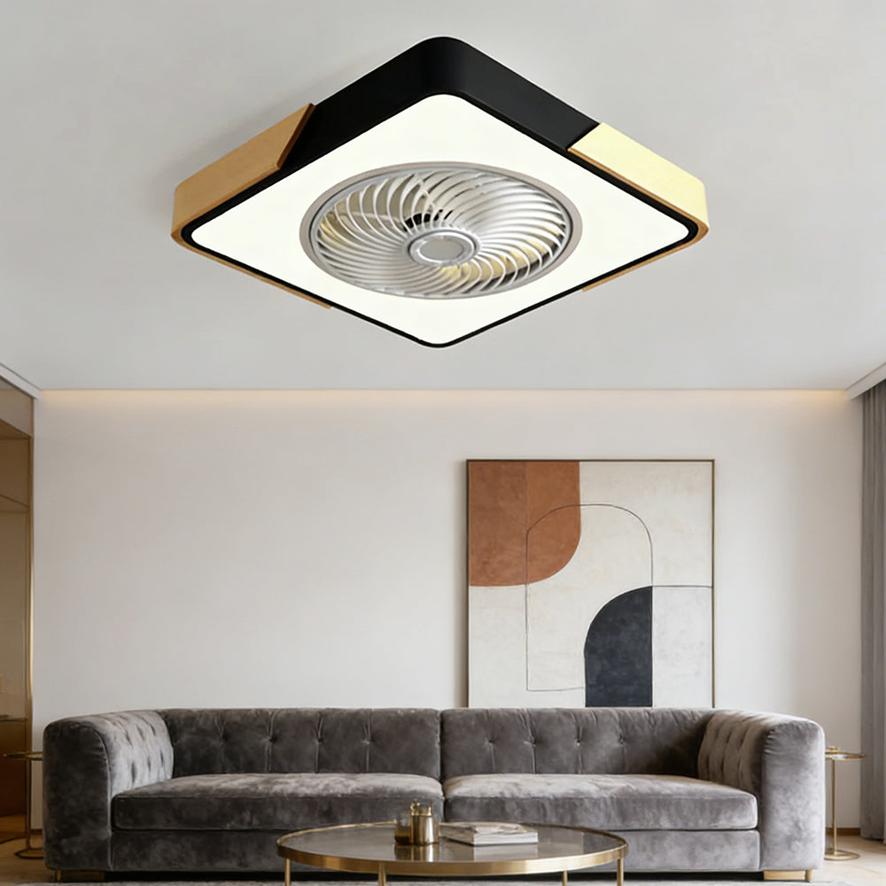 Ceiling Fan Solid Wood 20 in LED Light Indoor Living Room Bedroom Remote Control | Thomler