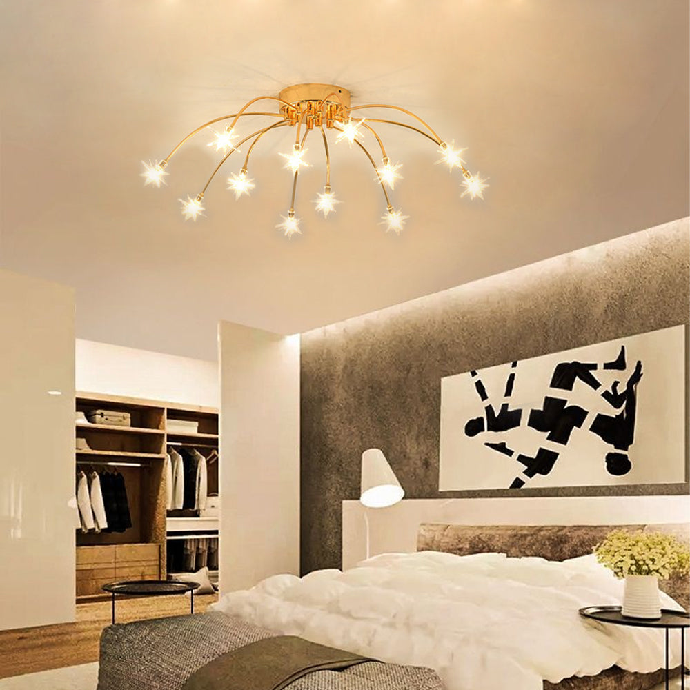Ceiling Lamp Metal Glass LED 61.0 cm Semi Flush Living Room Dining Room Bedroom Lighting Fixture | Thomler
