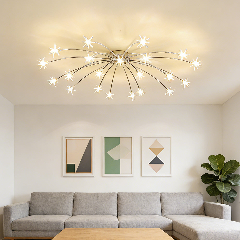 Ceiling Lamp Metal Glass 61.0 cm Semi Flush LED Living Room Dining Room Bedroom Modern Indoor Lighting Fixture | Thomler