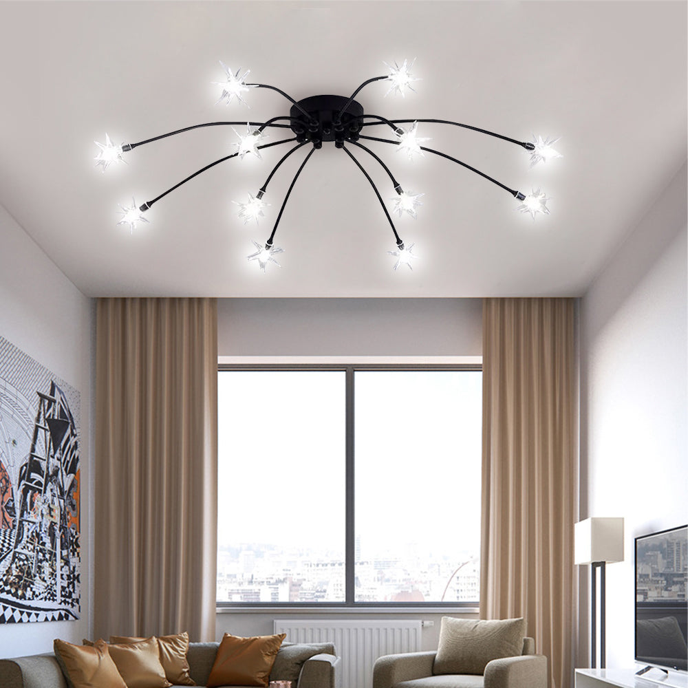 Ceiling Lamp Metal Glass LED 61.0 cm Semi Flush Living Room Dining Room Bedroom Lighting Fixture | Thomler