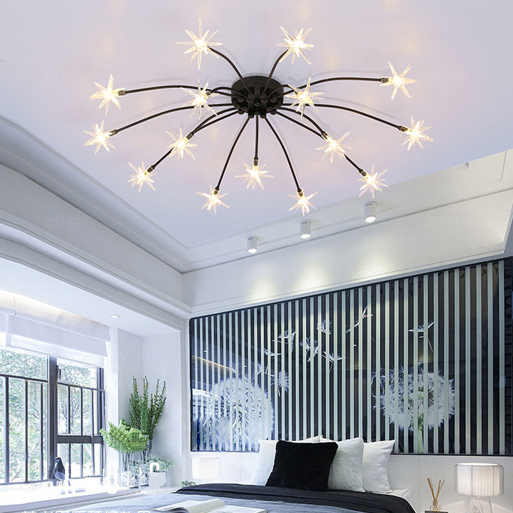 Ceiling Lamp Metal Glass LED 61.0 cm Semi Flush Living Room Dining Room Bedroom Lighting Fixture | Thomler