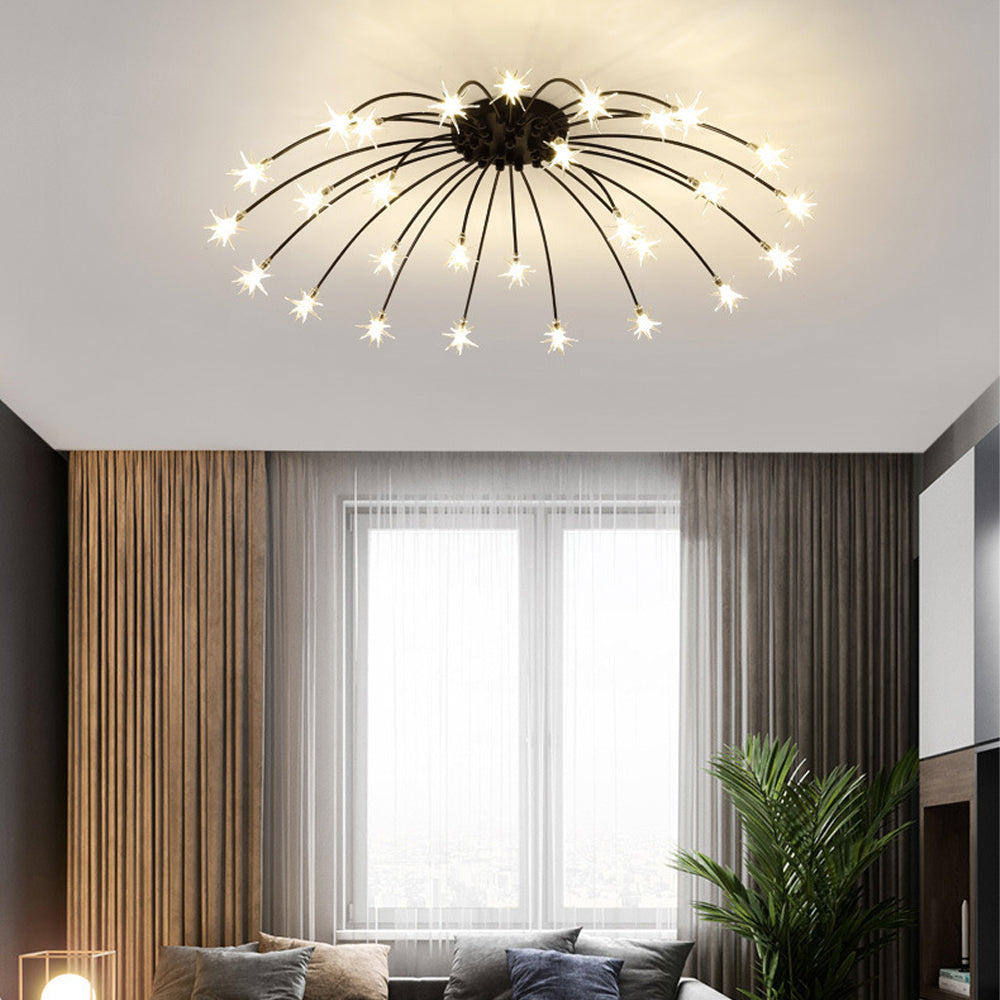 Ceiling Light Metal Glass 24 in Semi Flush Mount Indoor Living Room Dining Bedroom LED Energy Saving | Thomler