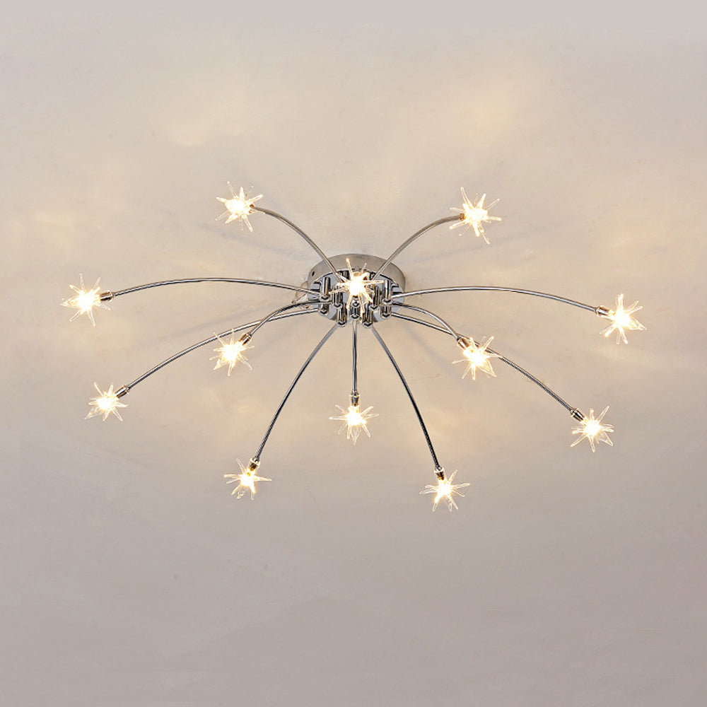 Ceiling Lamp Metal Glass LED 61.0 cm Semi Flush Living Room Dining Room Bedroom Lighting Fixture | Thomler