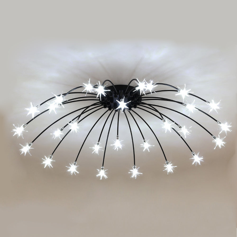Ceiling Lamp Metal Glass LED 61.0 cm Semi Flush Living Room Dining Room Bedroom Lighting Fixture | Thomler