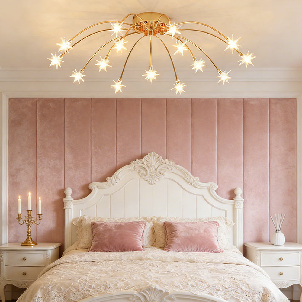 Ceiling Lamp Metal Glass LED 61.0 cm Semi Flush Living Room Dining Room Bedroom Lighting Fixture | Thomler