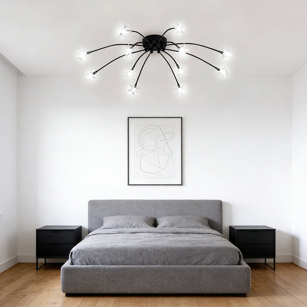 Ceiling Lamp Metal Glass 61.0 cm Semi Flush LED Living Room Dining Room Bedroom Modern Indoor Lighting Fixture | Thomler