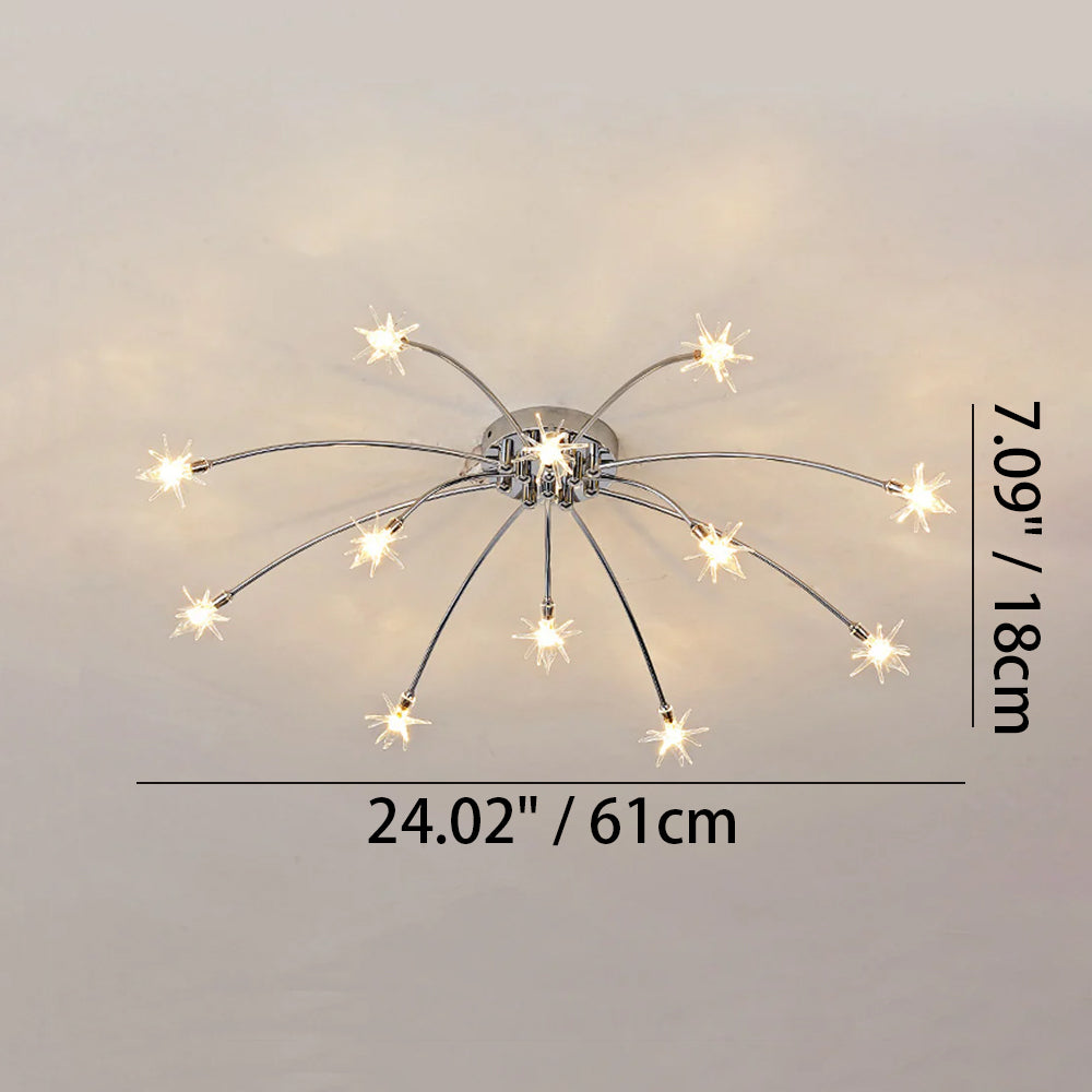 Ceiling Lamp Metal Glass LED 61.0 cm Semi Flush Living Room Dining Room Bedroom Lighting Fixture | Thomler
