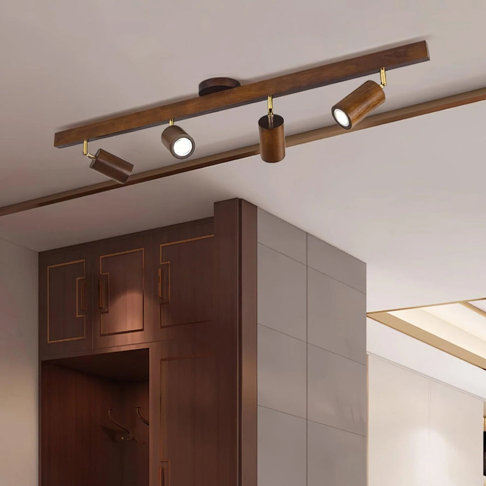 Track Light Wood LED 120.0 cm Natural Ceiling Wall Living Room Dining Room Adjustable Spotlight Fixture | Thomler