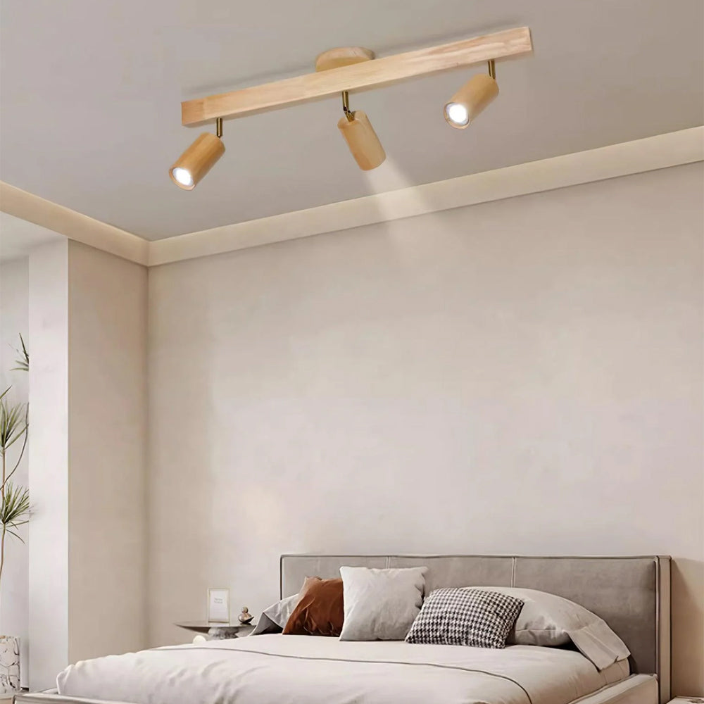 Track Light Wood LED 120.0 cm Natural Ceiling Wall Living Room Dining Room Adjustable Spotlight Fixture | Thomler