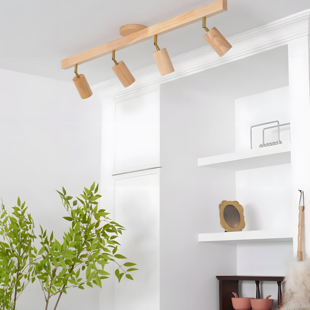 Track Light Wood LED 120.0 cm Natural Ceiling Wall Living Room Dining Room Adjustable Spotlight Fixture | Thomler