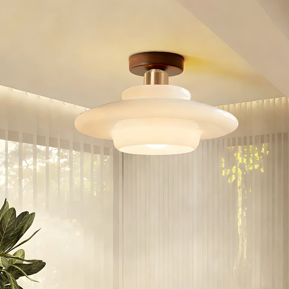 Ceiling Lamp Walnut Glass 30.0 cm Copper Hallway Kitchen Dining Room Scandinavian Nordic Flush Mount Lighting | Thomler