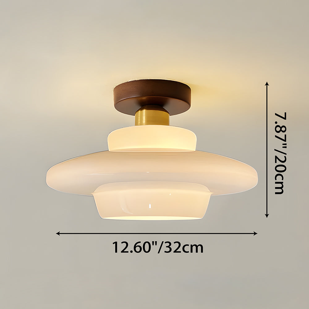 Ceiling Lamp Walnut Glass 32.0 cm Copper Hallway Kitchen Nordic Flush Mount Light | Thomler