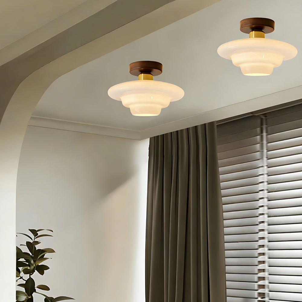Ceiling Lamp Walnut Glass 32.0 cm Copper Hallway Kitchen Nordic Flush Mount Light | Thomler
