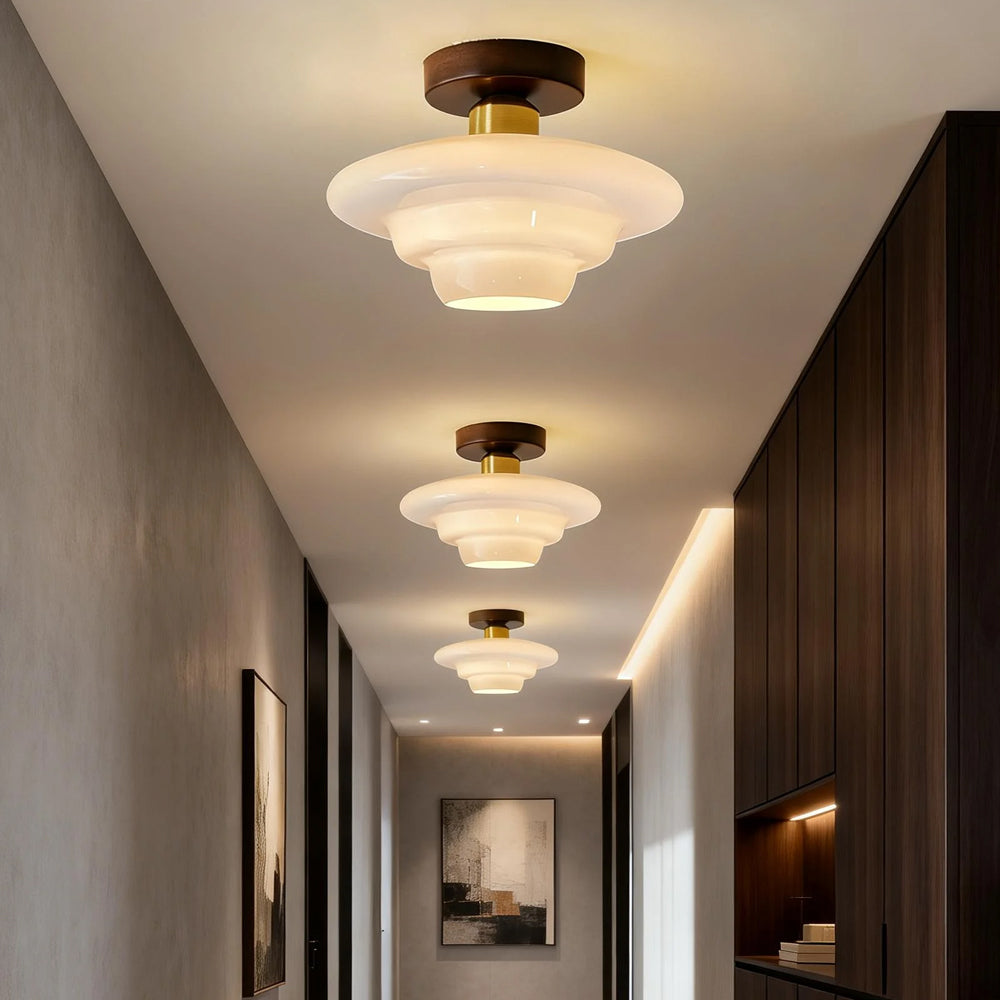 Ceiling Lamp Walnut Glass 32.0 cm Copper Hallway Kitchen Nordic Flush Mount Light | Thomler