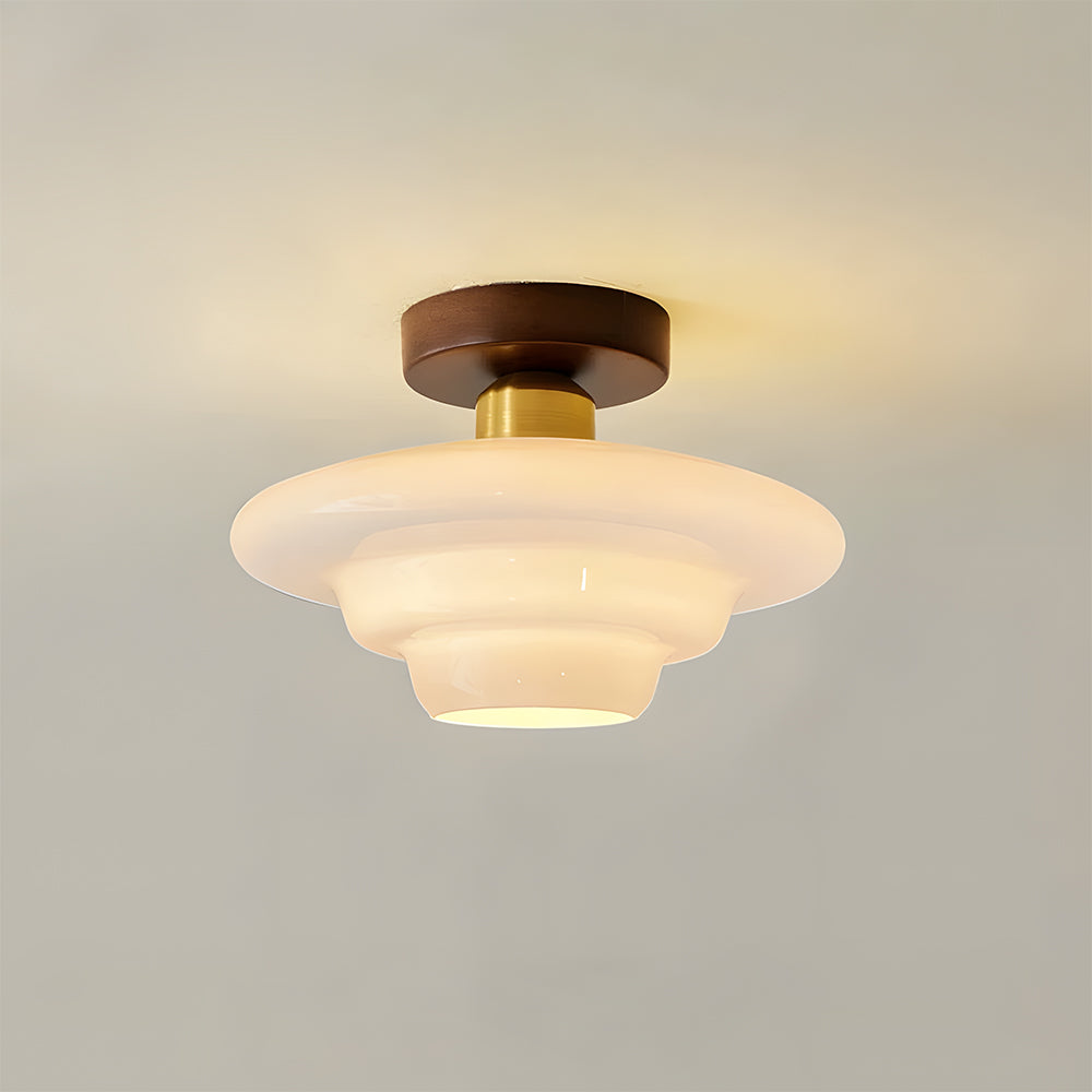 Ceiling Lamp Walnut Glass 32.0 cm Copper Hallway Kitchen Nordic Flush Mount Light | Thomler