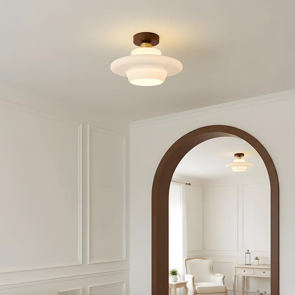 Ceiling Lamp Walnut Glass 32.0 cm Copper Hallway Kitchen Nordic Flush Mount Light | Thomler