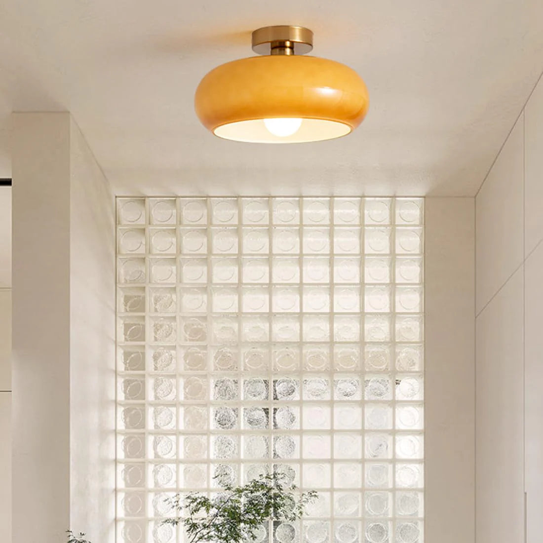 Pendant Light Glass Dome 28.0 cm Amber Dining Room Kitchen Island Vintage Hanging Ceiling Lamp | Thomler