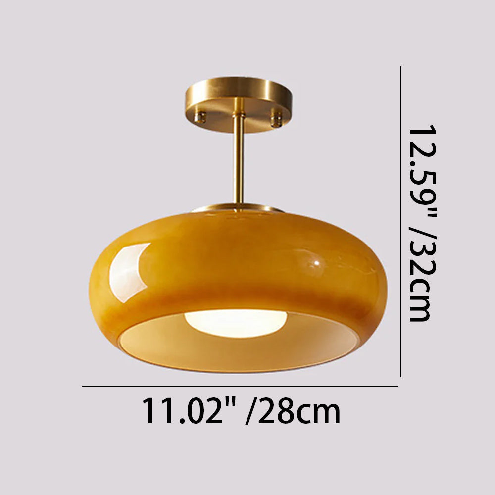 Pendant Light Glass Dome 28.0 cm Amber Dining Room Kitchen Island Vintage Hanging Ceiling Lamp | Thomler