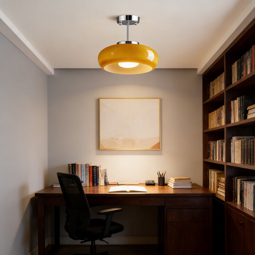 Pendant Light Glass Dome 28.0 cm Amber Dining Room Kitchen Island Vintage Hanging Ceiling Lamp E27 | Thomler