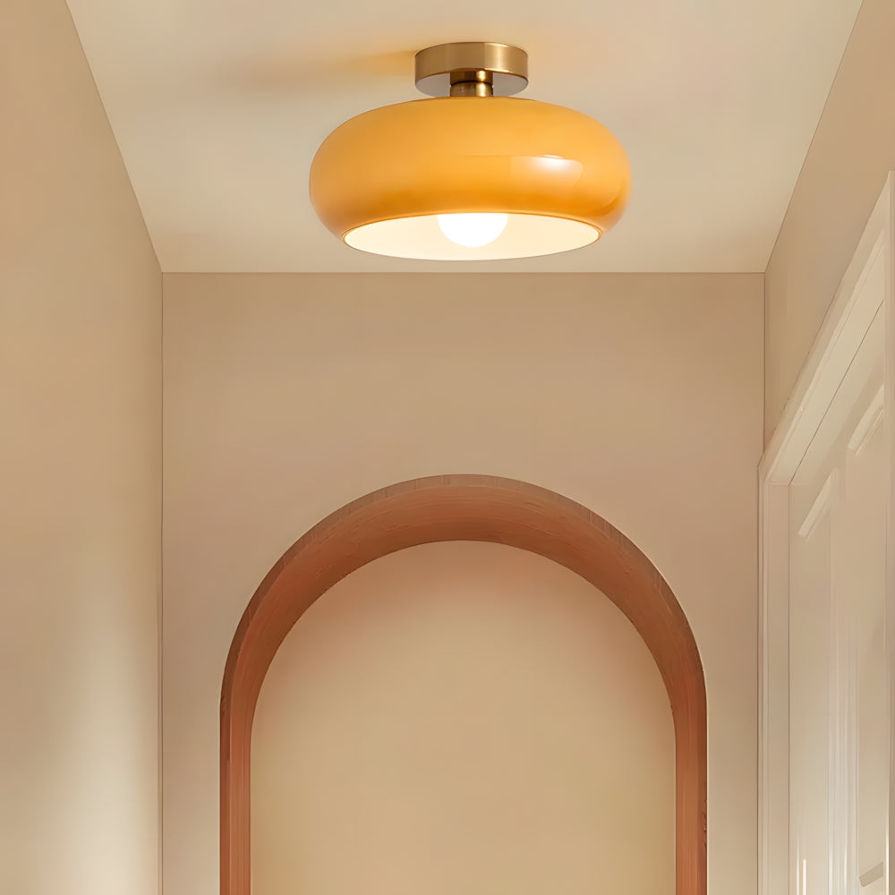 Pendant Light Glass Dome Ø 28.0 cm Amber Dining Room Kitchen Island Vintage Hanging Ceiling Lamp | Thomler