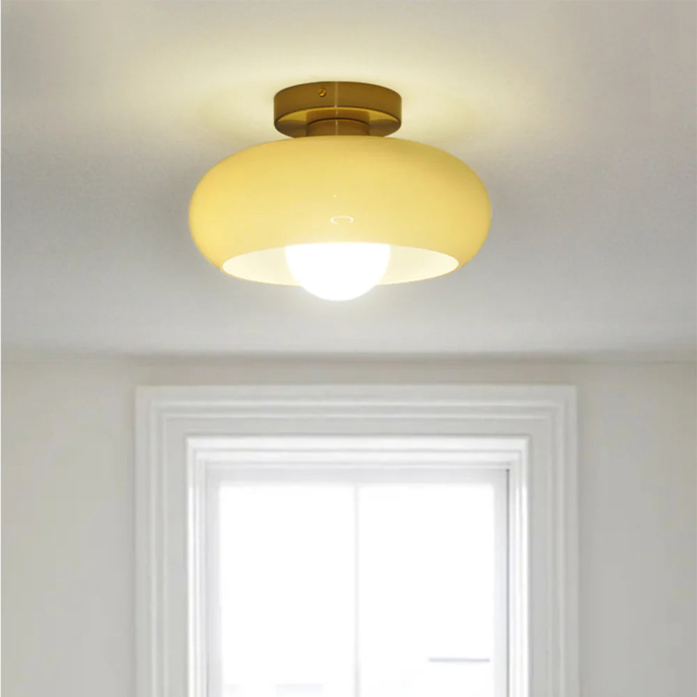 Ceiling Light Glass 11 in Semi Flush Mount Indoor Bedroom Hallway Living Room Pendant Lamp Modern Mid Century Style | Thomler