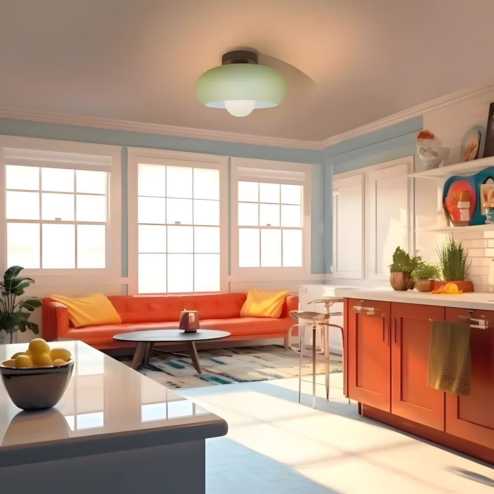 Ceiling Light Glass 11 in Semi Flush Mount Indoor Bedroom Hallway Living Room Pendant Lamp Modern Mid Century Style | Thomler