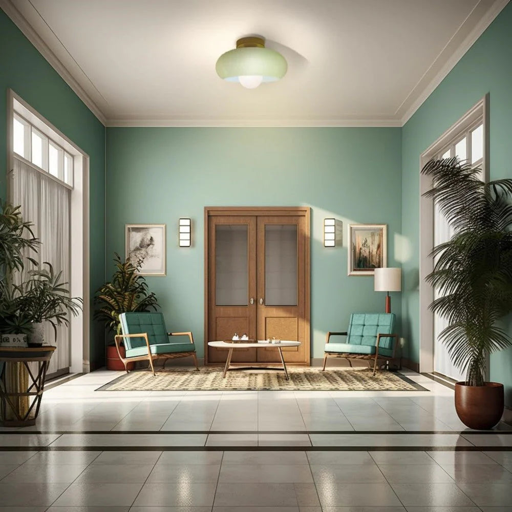 Ceiling Light Glass 11 in Semi Flush Mount Indoor Bedroom Hallway Living Room Pendant Lamp Modern Mid Century Style | Thomler