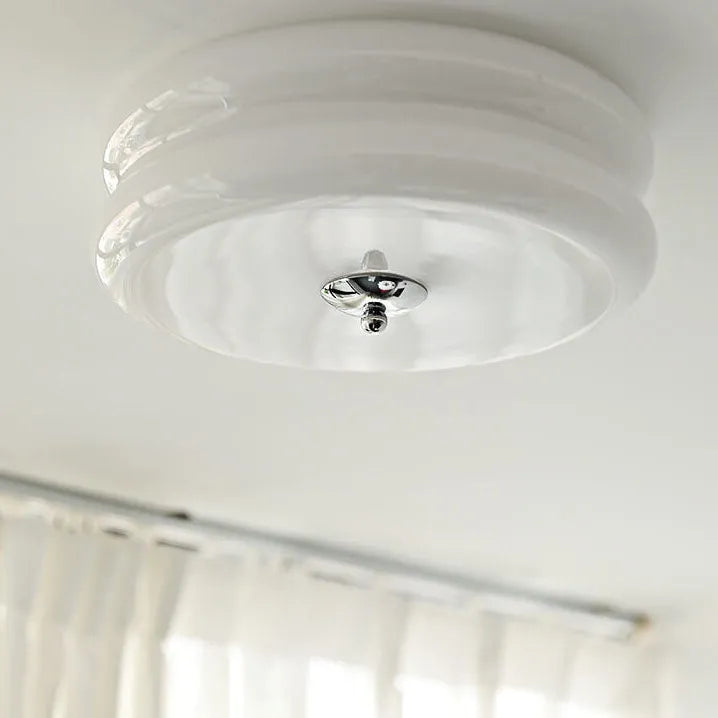 Ceiling Lamp Glass 40.0 cm White Gold Vintage Living Room Flush Mount Industrial Lighting | Thomler