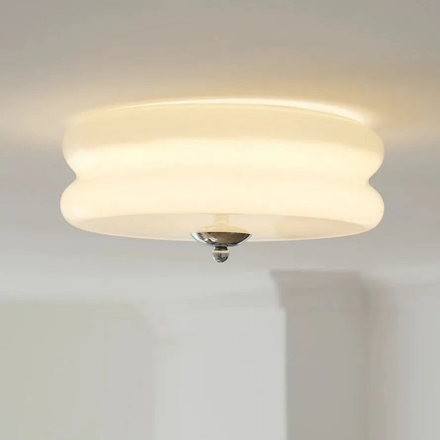 Ceiling Lamp Glass 40.0 cm White Gold Vintage Living Room Flush Mount Industrial Lighting | Thomler