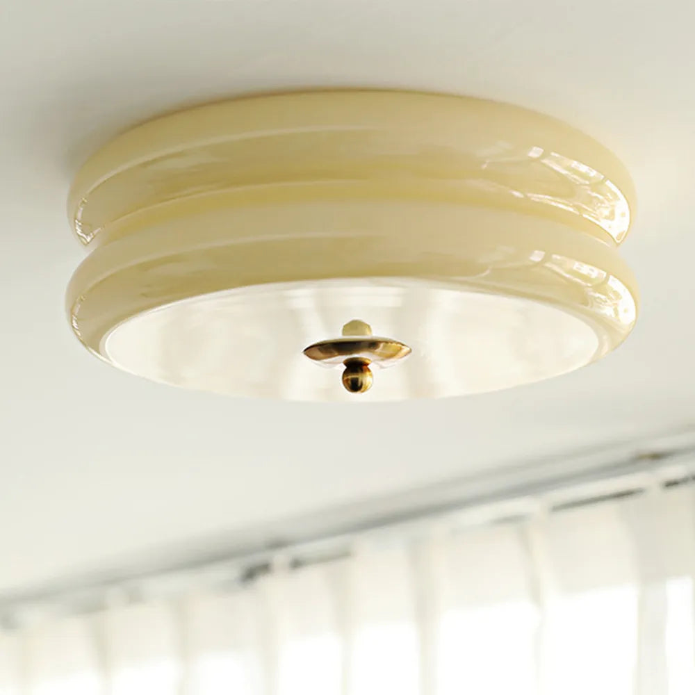 Ceiling Lamp Glass 40.0 cm White Gold Vintage Living Room Flush Mount Industrial Lighting | Thomler