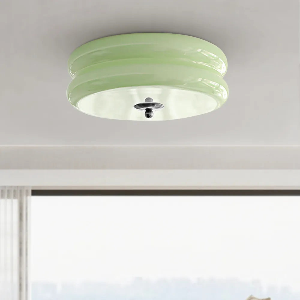 Ceiling Lamp Glass 40.0 cm White Gold Vintage Living Room Flush Mount Industrial Lighting | Thomler