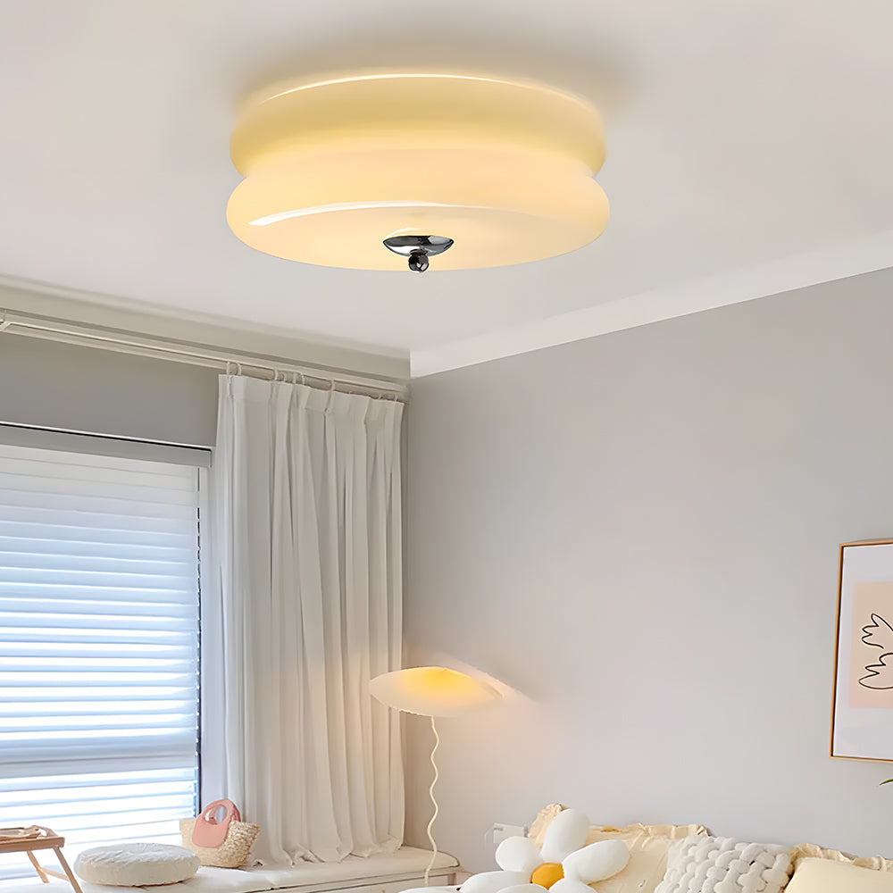 Ceiling Lamp Glass 40.0 cm White Gold Vintage Living Room Flush Mount Industrial Lighting | Thomler