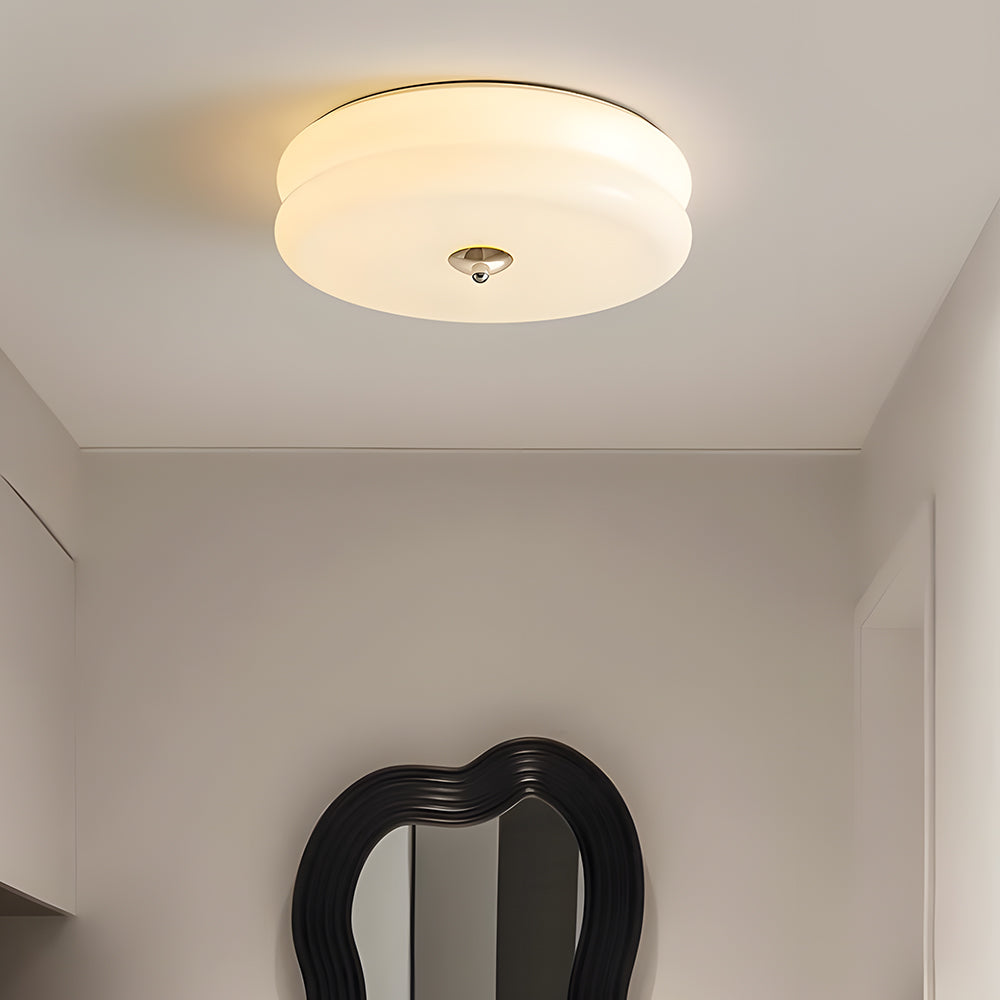 Ceiling Lamp Glass 40.0 cm White Gold Vintage Living Room Flush Mount Industrial Lighting | Thomler