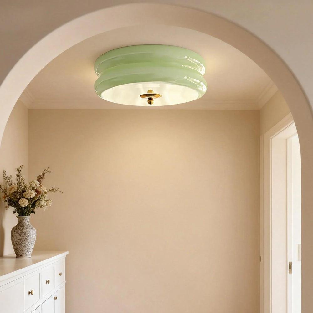 Ceiling Lamp Glass 40.0 cm White Gold Vintage Living Room Flush Mount Industrial Lighting | Thomler