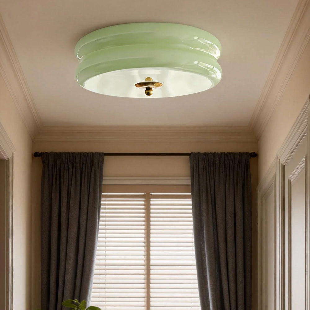 Ceiling Lamp Glass 40.0 cm White Gold Vintage Living Room Flush Mount Industrial Lighting | Thomler