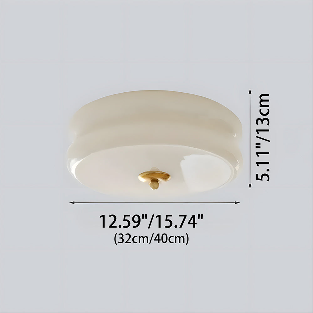 Ceiling Lamp Glass 40.0 cm White Gold Vintage Living Room Flush Mount Industrial Lighting | Thomler