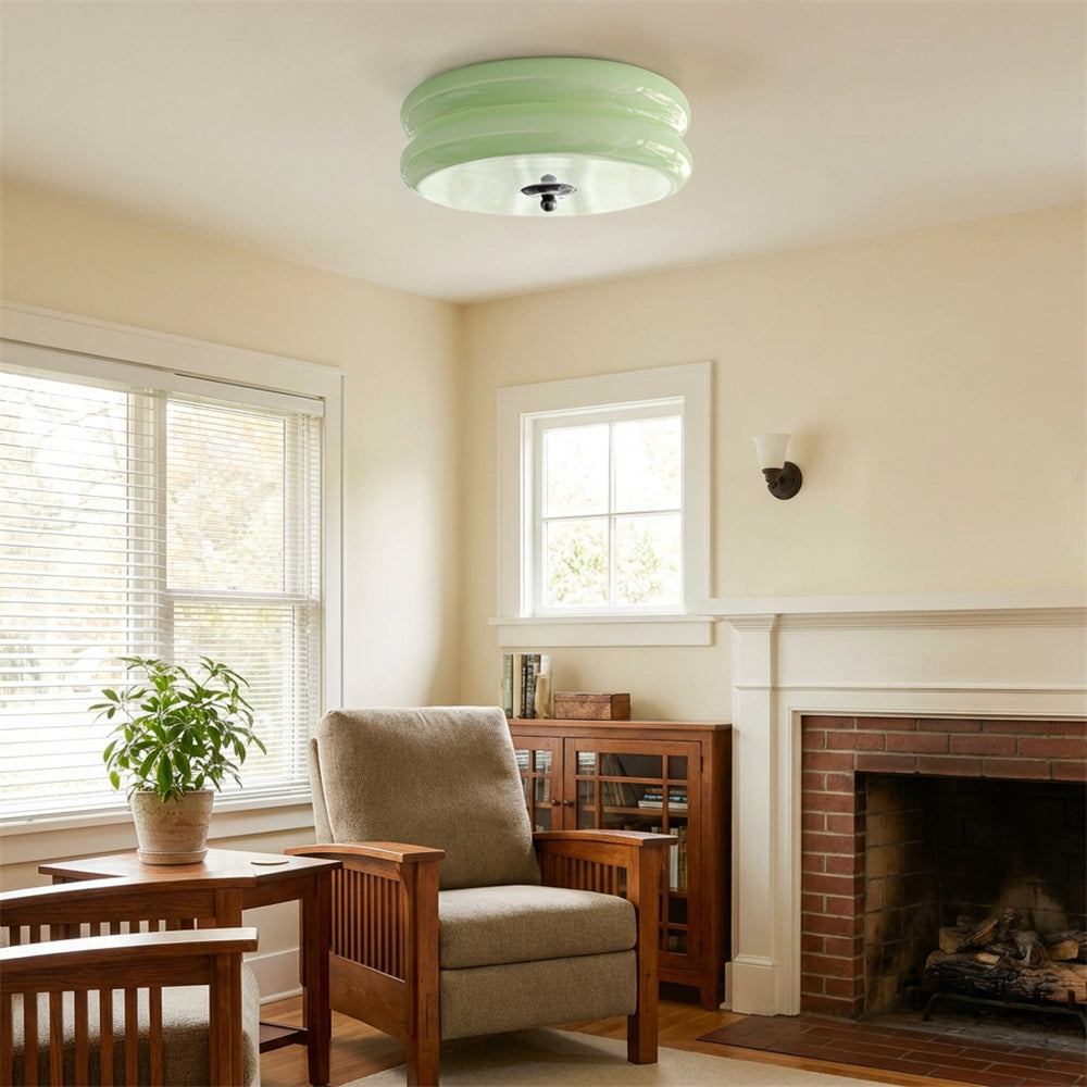 Ceiling Lamp Glass 40.0 cm White Gold Vintage Living Room Flush Mount Industrial Lighting | Thomler