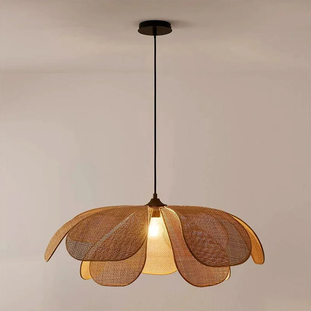 Pendant Light Rattan 19.7 in Neutral Indoor Ceiling Lamp Kitchen Dining Room Living Area Hanging Light | Thomler