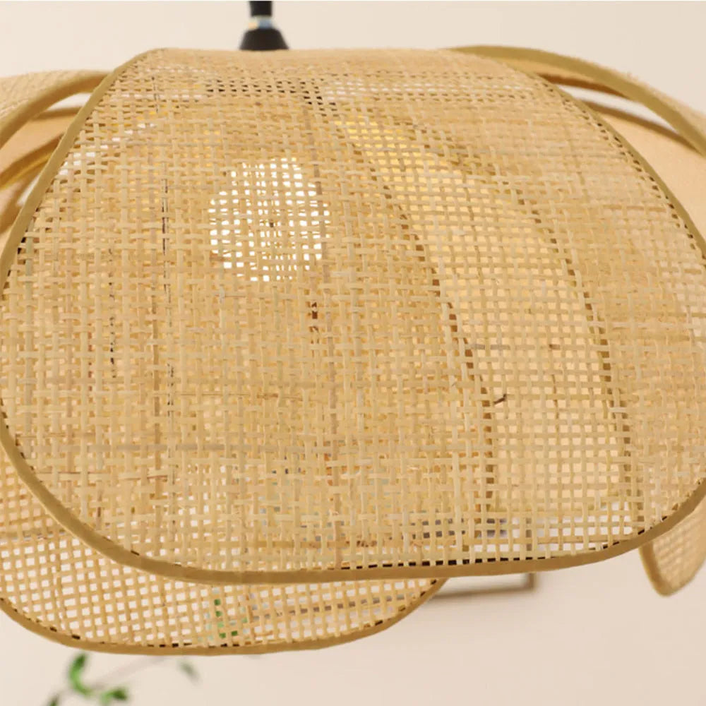 Pendant Light Rattan 19.7 in Neutral Indoor Ceiling Lamp Kitchen Dining Room Living Area Hanging Light | Thomler