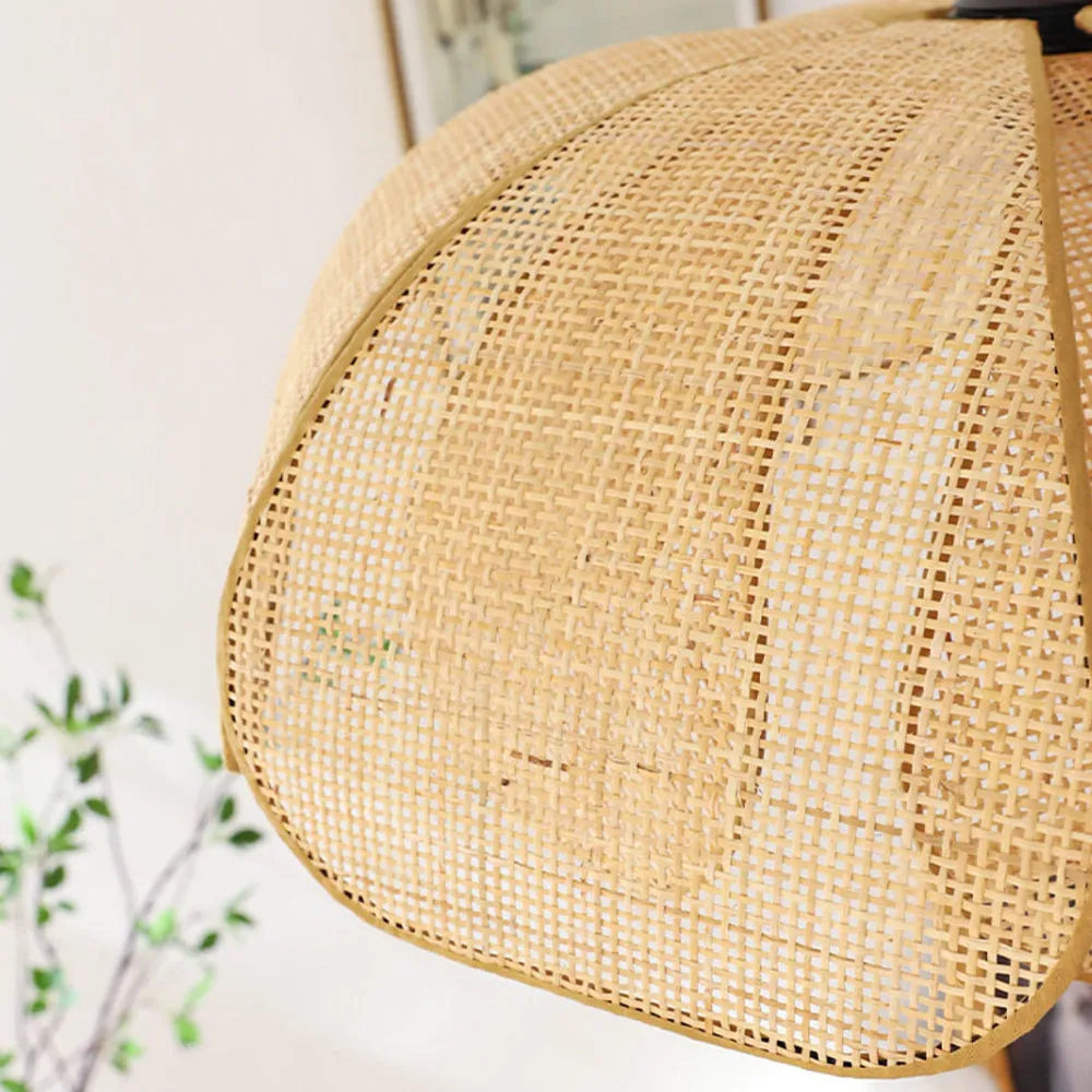 Pendant Light Rattan 19.7 in Neutral Indoor Ceiling Lamp Kitchen Dining Room Living Area Hanging Light | Thomler