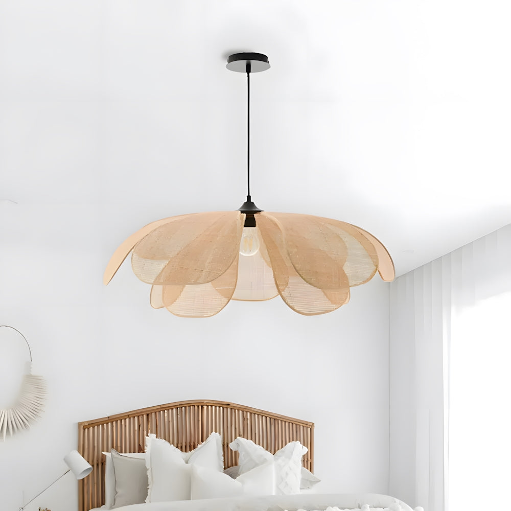 Pendant Light Rattan 19.7 in Neutral Indoor Ceiling Lamp Kitchen Dining Room Living Area Hanging Light | Thomler