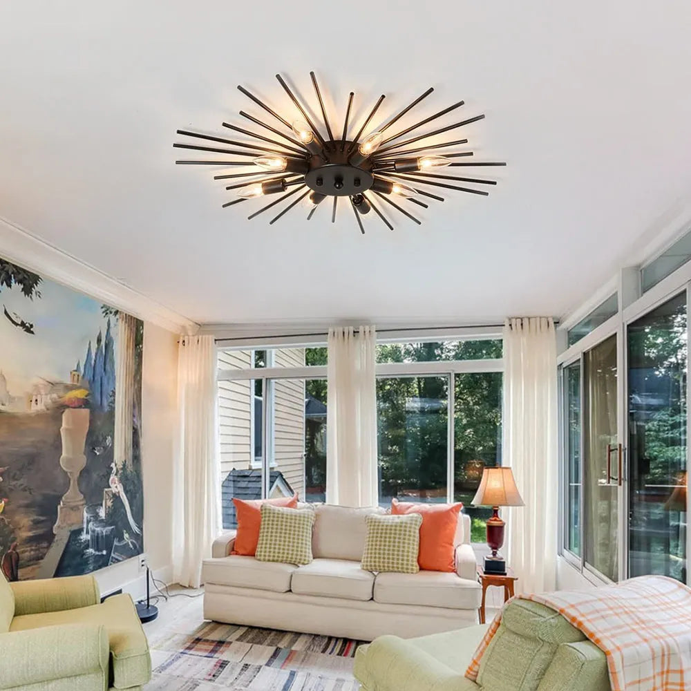 Ceiling Light Industrial Metal 27.6 in Indoor Living Room Dining Area Fixture Multi Bulb | Thomler