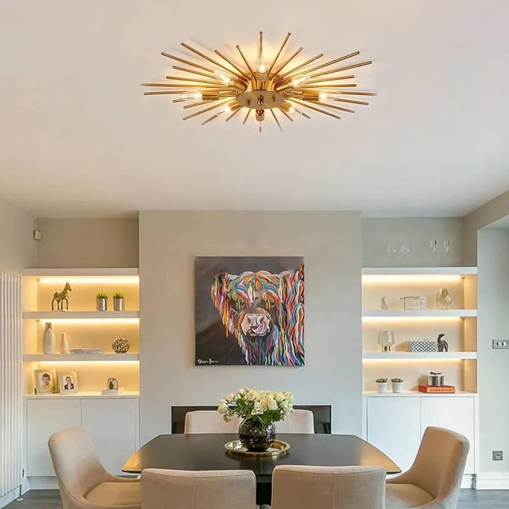Ceiling Light Industrial Metal 27.6 in Indoor Living Room Dining Area Fixture Multi Bulb | Thomler