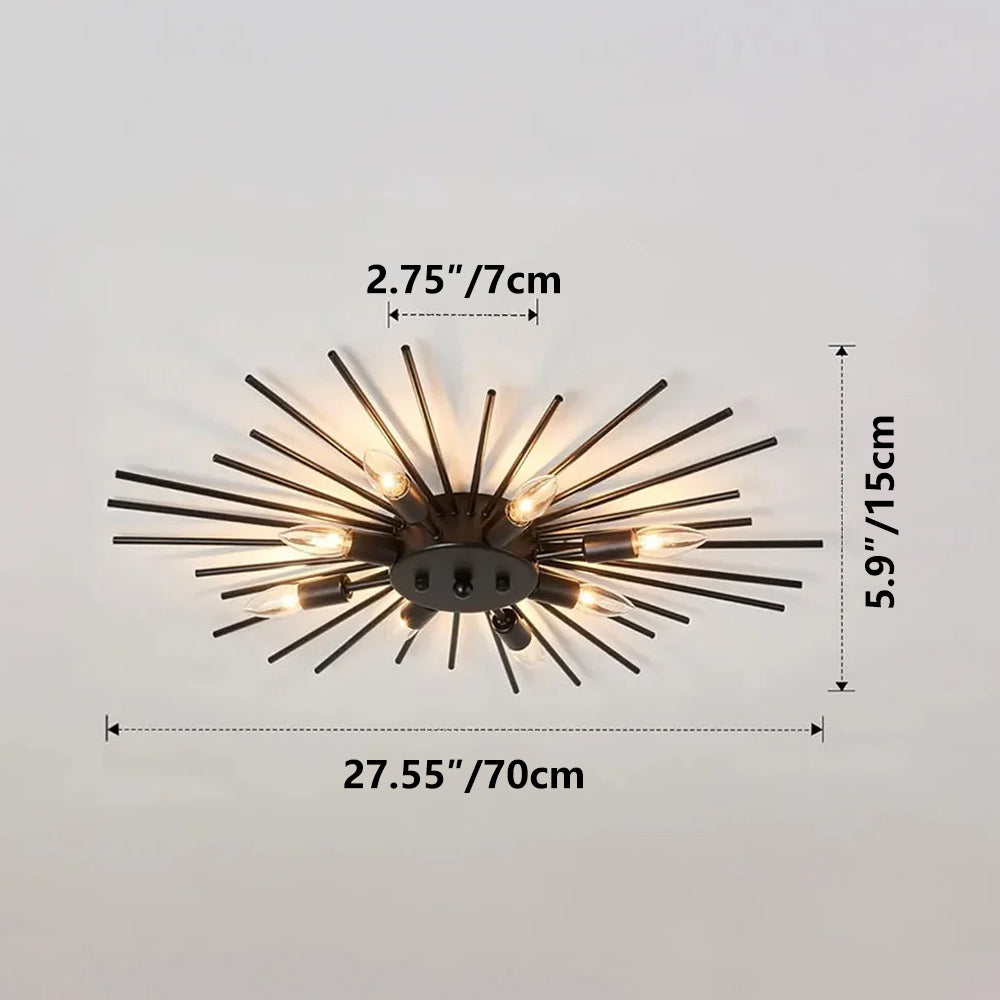Ceiling Light Industrial Metal 27.6 in Indoor Living Room Dining Area Fixture Multi Bulb | Thomler