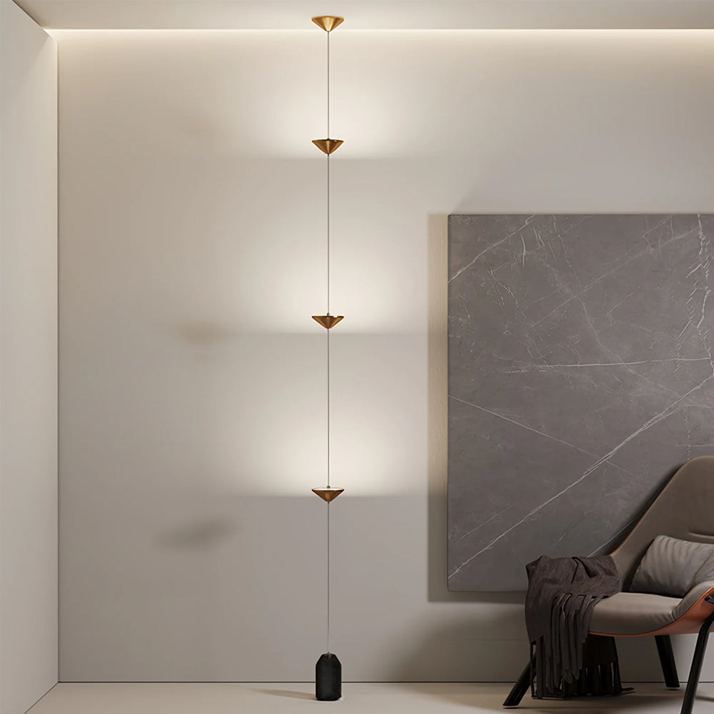 Ceiling To Floor Light Metal Triple Cone LED 350.0 cm Black Living Room Hallway Ambient Lighting | Thomler